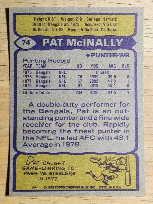 1979 Topps #74 Pat McInally (NM)