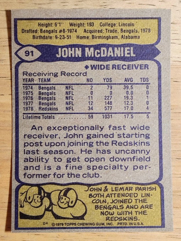 1979 Topps #91 John McDaniel (EXMT)