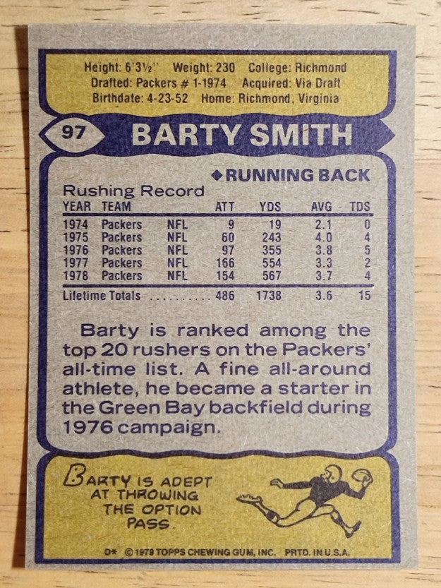 1979 Topps #97 Barty Smith (EXMT)