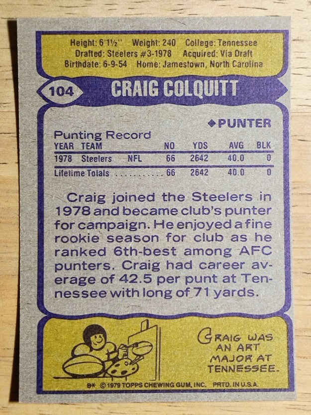 1979 Topps #104 Craig Colquitt RC (NM)