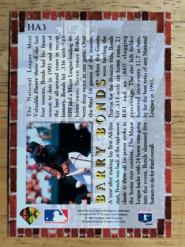 1994 Collector's Choice Home Run All-Stars #HA3 Barry Bonds