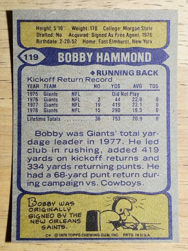 1979 Topps #119 Bobby Hammond (EX)