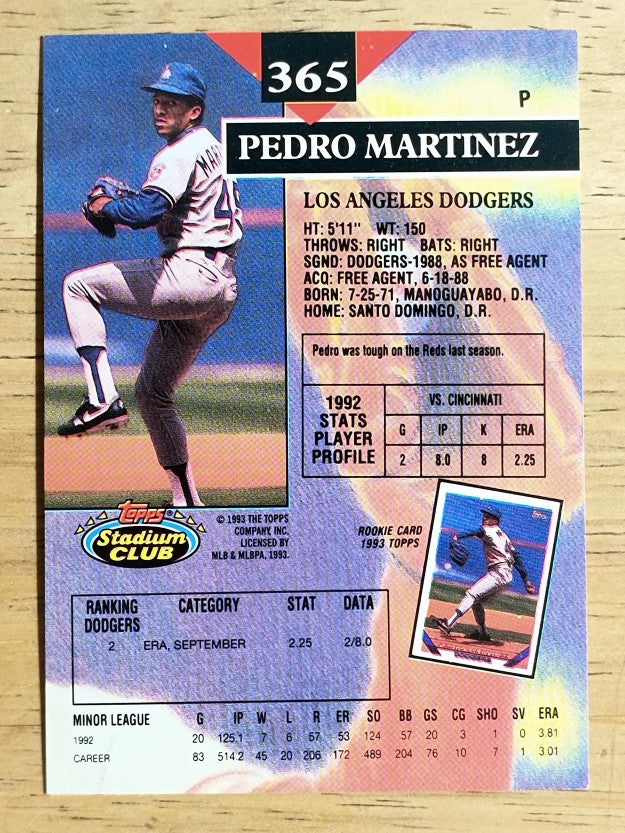 1993 Stadium Club #365 Pedro Martinez
