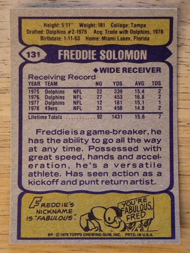 1979 Topps #131 Freddie Solomon (NMMT)