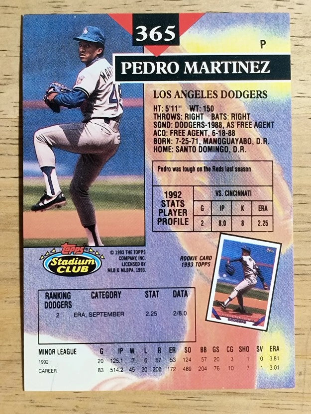 1993 Stadium Club #365 Pedro Martinez