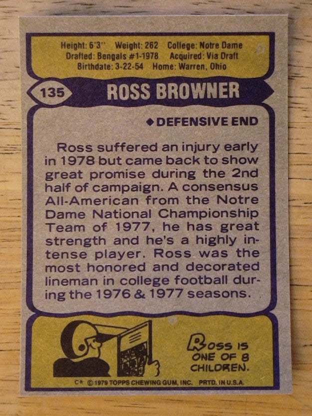 1979 Topps #135 Ross Browner RC (EXMT)