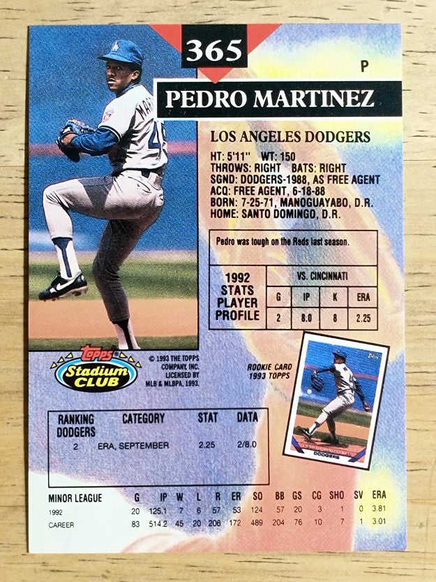 1993 Stadium Club #365 Pedro Martinez