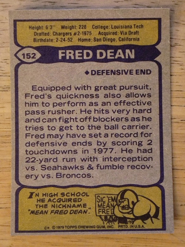 1979 Topps #152 Fred Dean (EXMT)