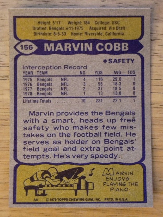 1979 Topps #156 Marvin Cobb (NMMT)