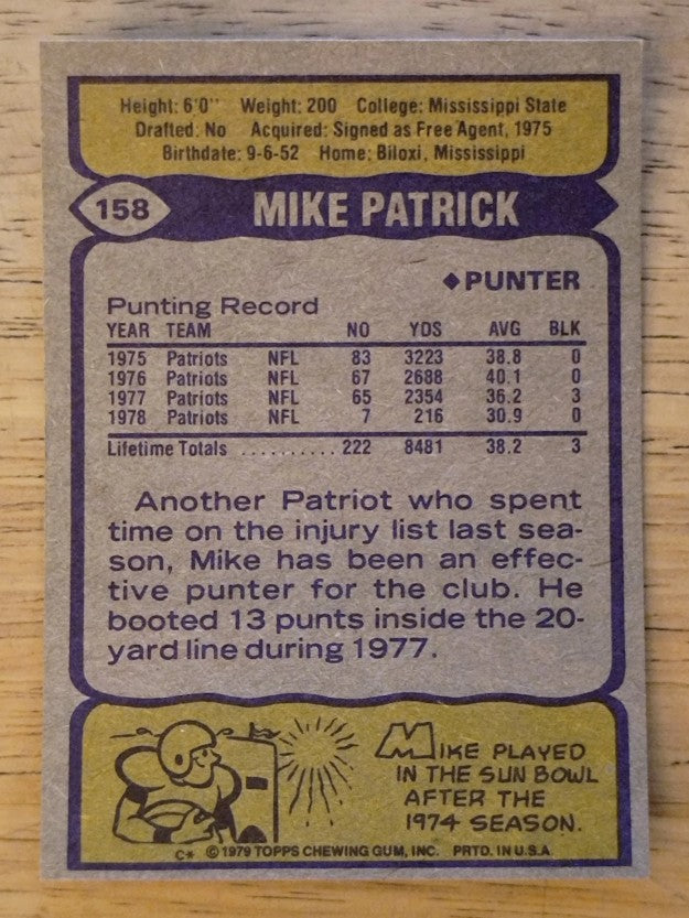 1979 Topps #158 Mike Patrick (NMMT)