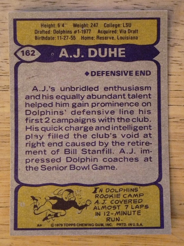 1979 Topps #162 A.J. Duhe (NM)