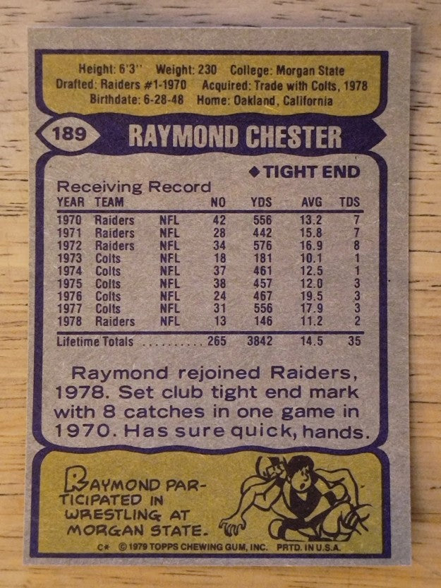 1979 Topps #189 Raymond Chester (EX)