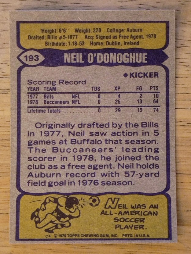 1979 Topps #193 Neil O'Donoghue RC (NM)