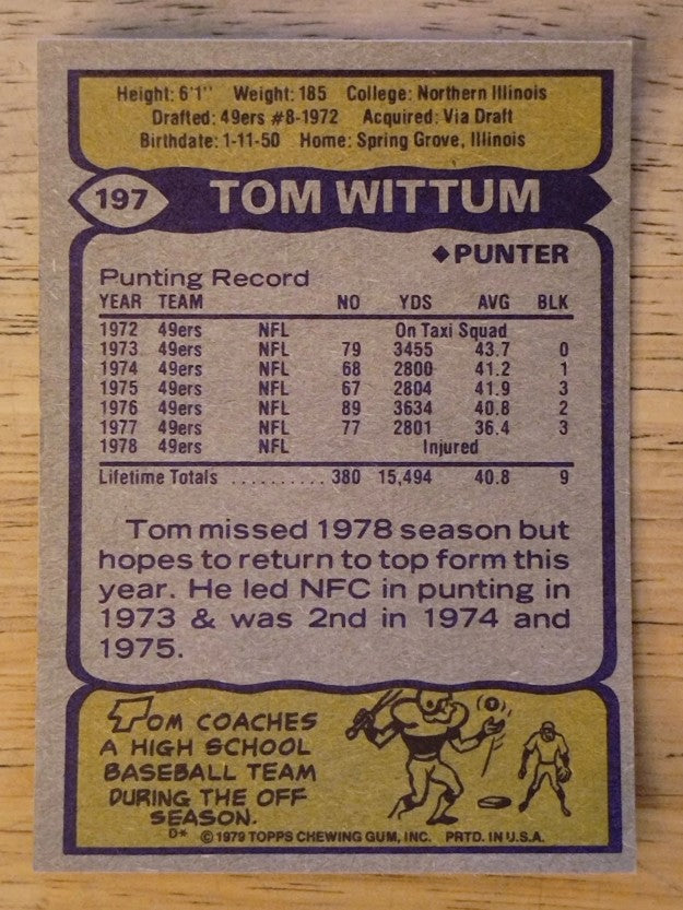 1979 Topps #197 Tom Wittum (EXMT)