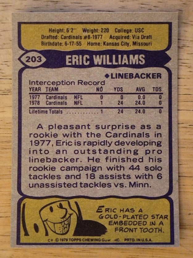 1979 Topps #203 Eric Williams LB RC (NM)