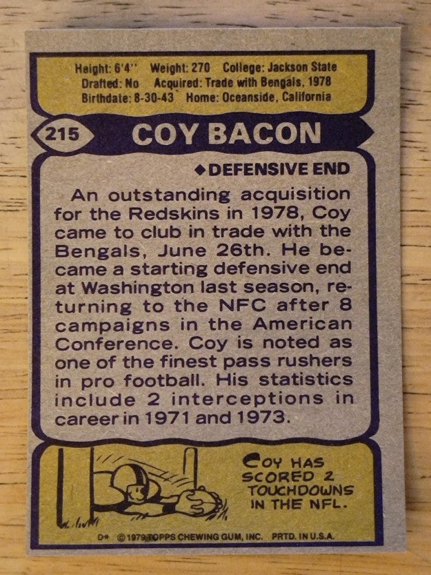 1979 Topps #215 Coy Bacon (EXMT)