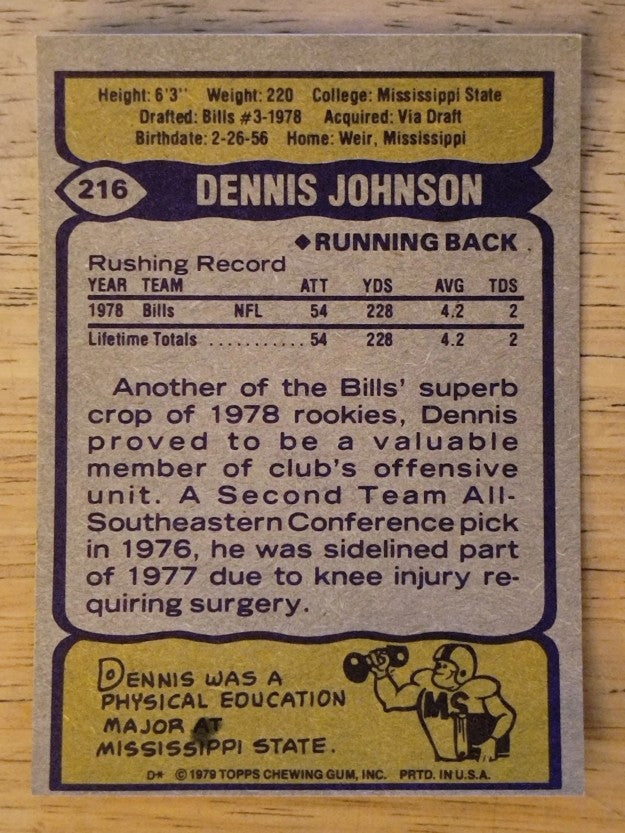 1979 Topps #216 Dennis Johnson RBK RC (NM)