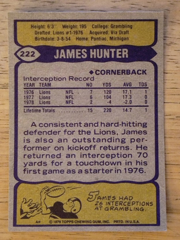 1979 Topps #222 James Hunter (NM)