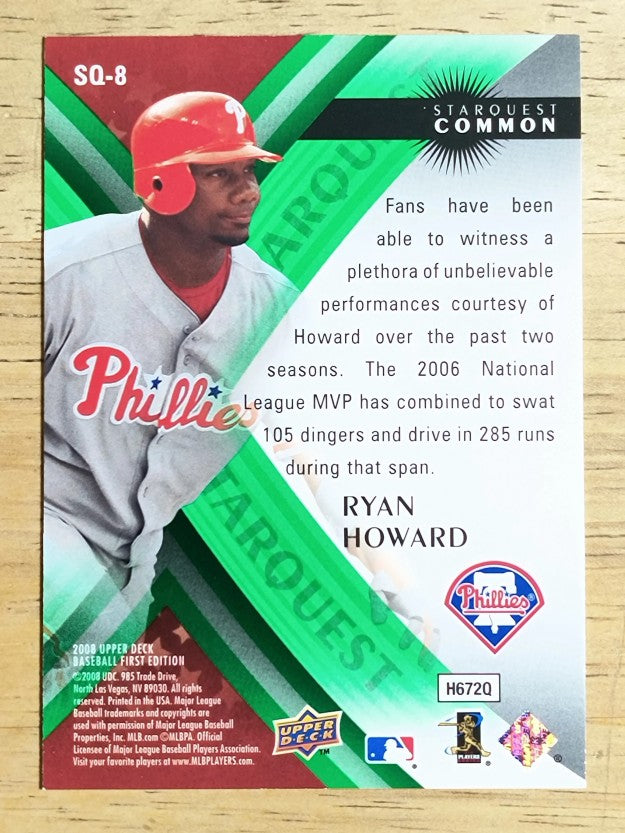 2008 Upper Deck First Edition StarQuest #SQ8 Ryan Howard