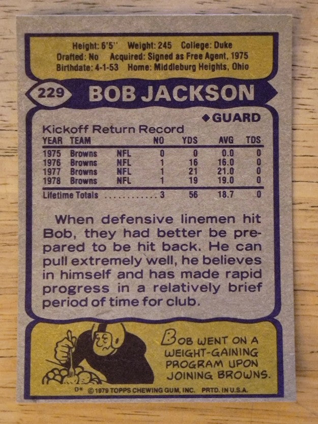 1979 Topps #229 Bob Jackson (NM)