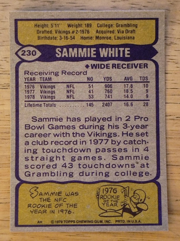 1979 Topps #230 Sammie White (NM)
