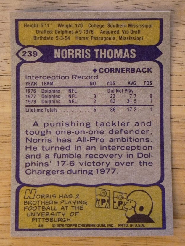 1979 Topps #239 Norris Thomas (NM)