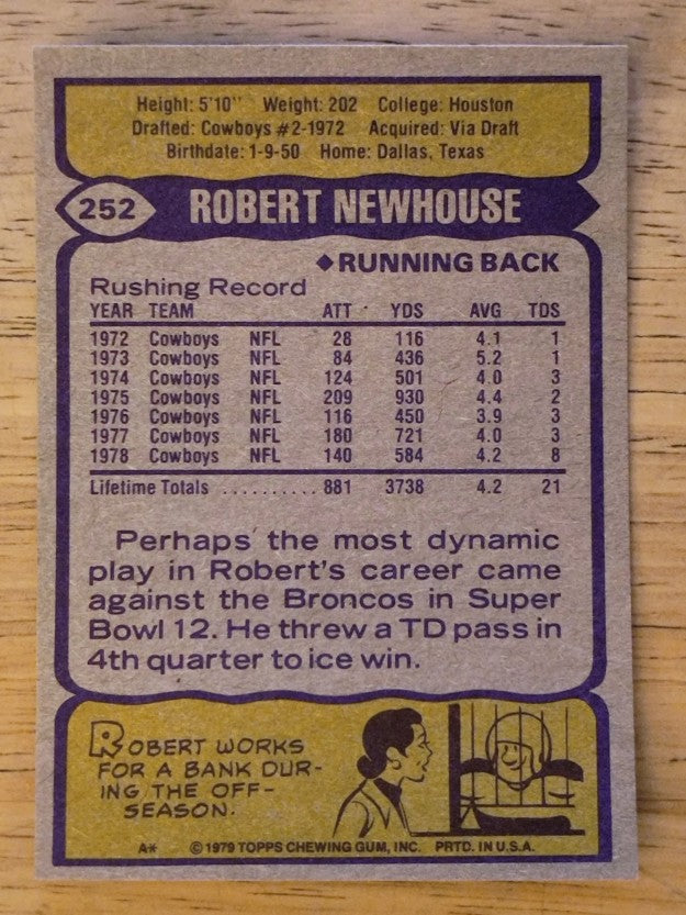 1979 Topps #252 Robert Newhouse (EXMT)