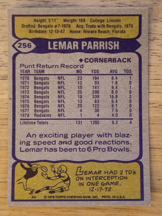 1979 Topps #256 Lemar Parrish (NM)