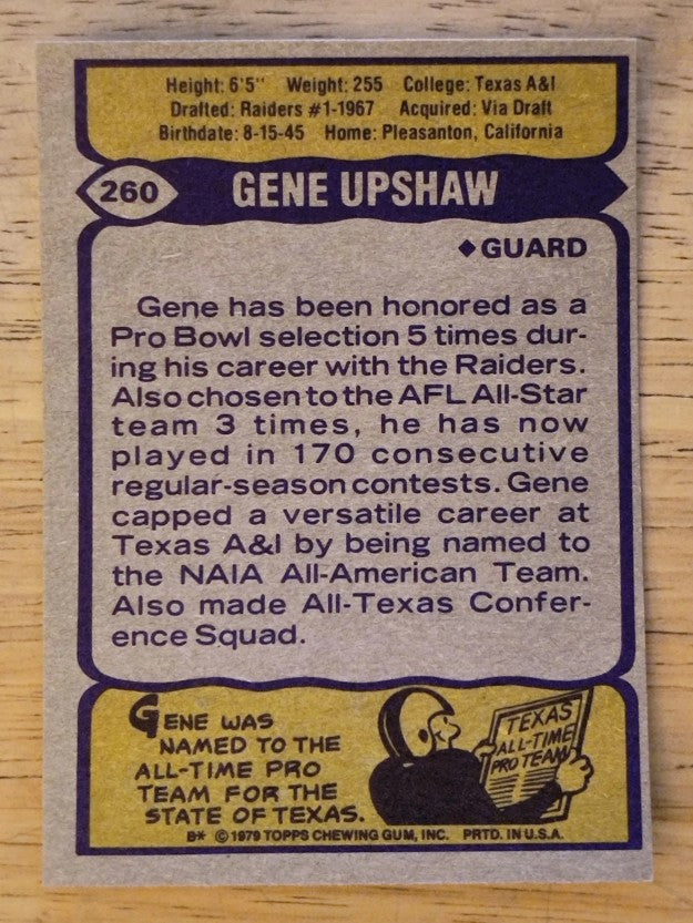 1979 Topps #260 Gene Upshaw (EXMT)