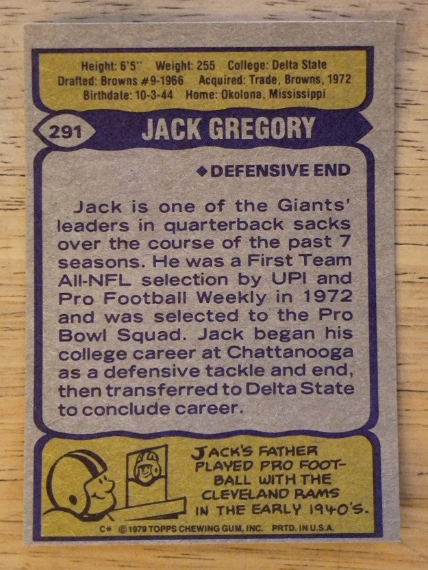 1979 Topps #291 Jack Gregory (EX)