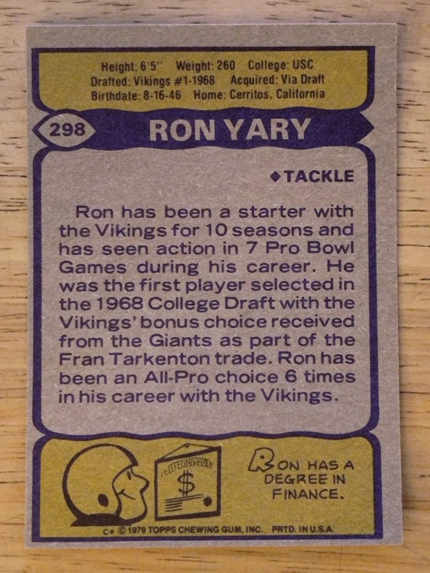 1979 Topps #298 Ron Yary (EX)