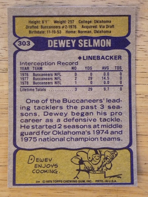 1979 Topps #303 Dewey Selmon (EXMT)