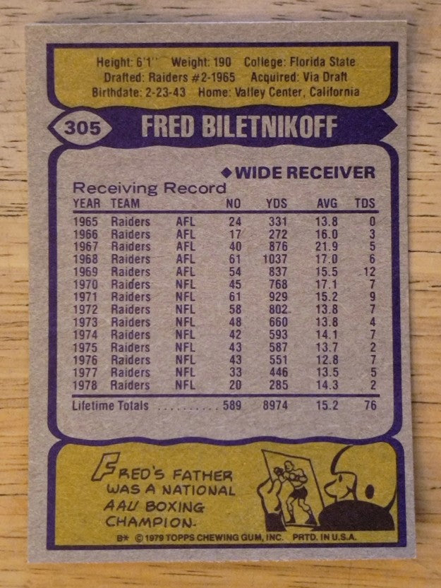 1979 Topps #305 Fred Biletnikoff (NM)
