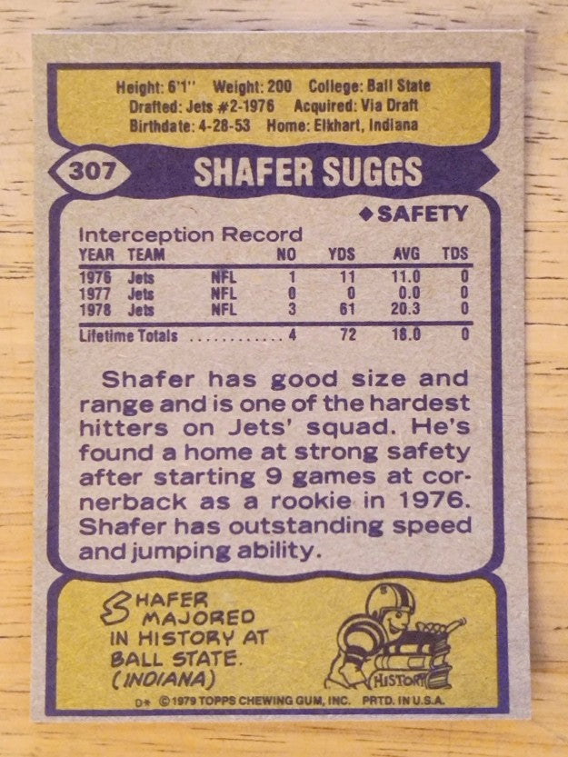 1979 Topps #307 Shafer Suggs RC (NM)