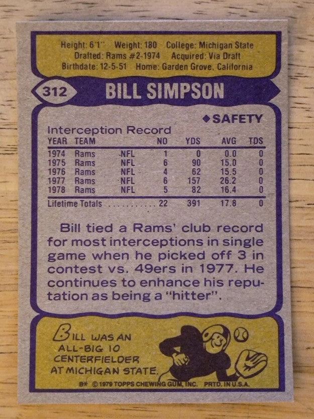1979 Topps #312 Bill Simpson AP (NMMT)