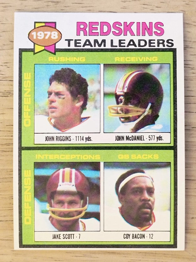 1979 Topps #319 Redskins John Riggins/John McDaniel/Jake Scott/Coy Bacon (EXMT)