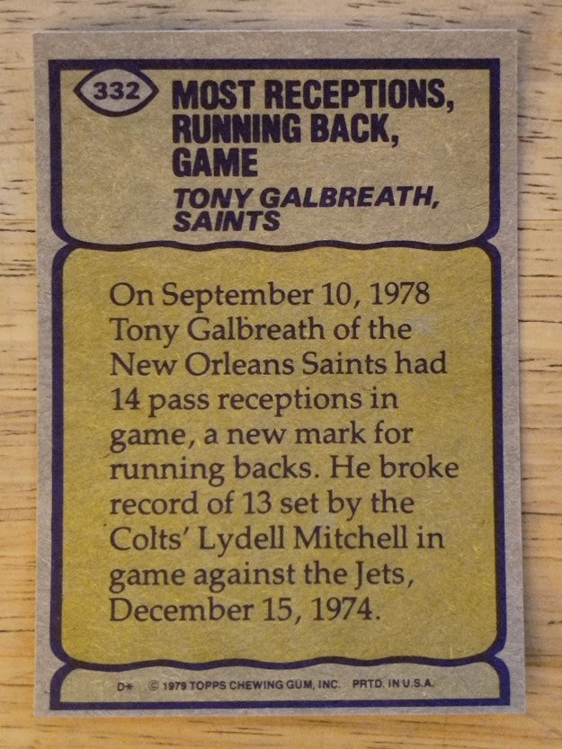1979 Topps #332 Tony Galbreath RB (NMMT)