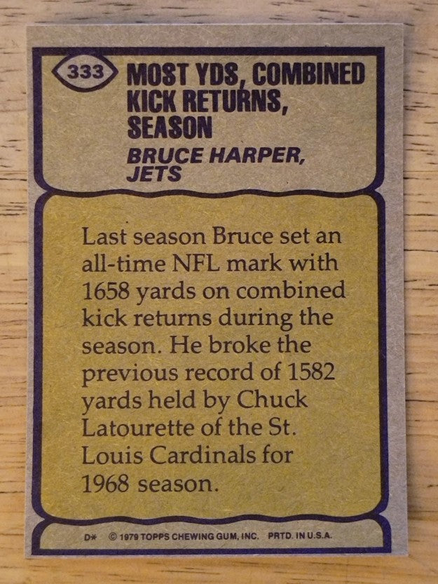 1979 Topps #333 Bruce Harper RB (NMMT)