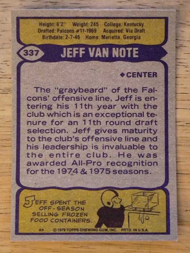 1979 Topps #337 Jeff Van Note (NM)