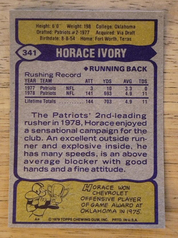 1979 Topps #341 Horace Ivory RC (NMMT)