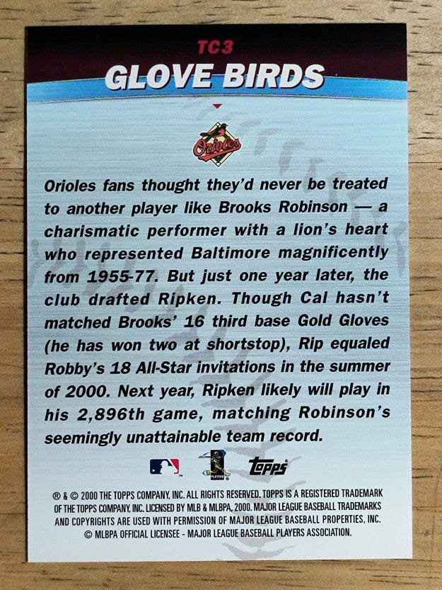 2001 Topps Combos #TC3 Brooks Robinson/Cal Ripken Jr