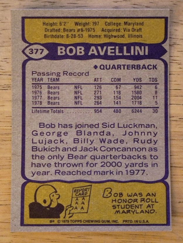 1979 Topps #377 Bob Avellini (NM)