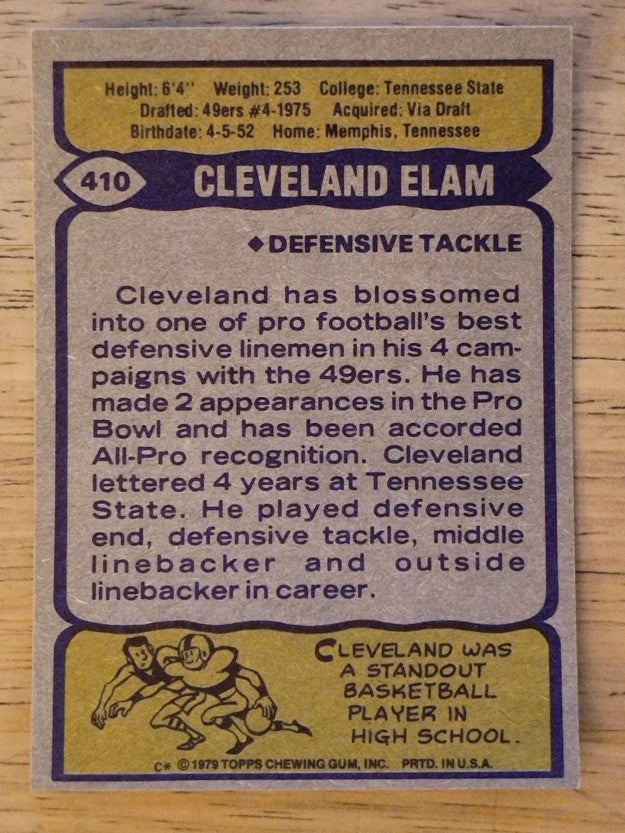 1979 Topps #410 Cleveland Elam (NM)