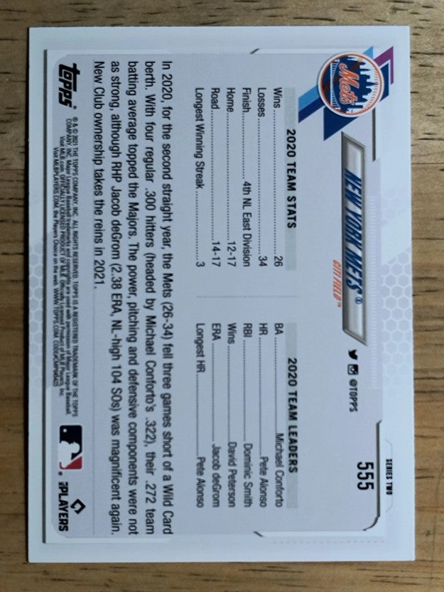 2021 Topps #555 New York Mets TC