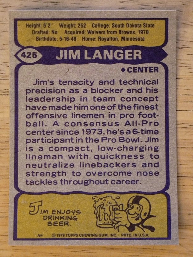 1979 Topps #425 Jim Langer (MINT)