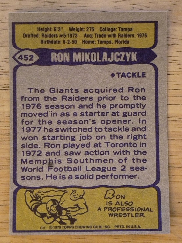 1979 Topps #452 Ron Mikolajczyk RC (EX)