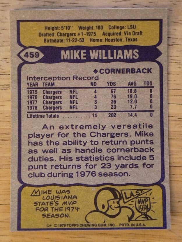 1979 Topps #459 Mike Williams (NM)