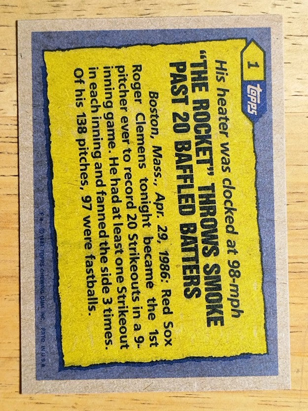 1987 Topps #1 Roger Clemens RB