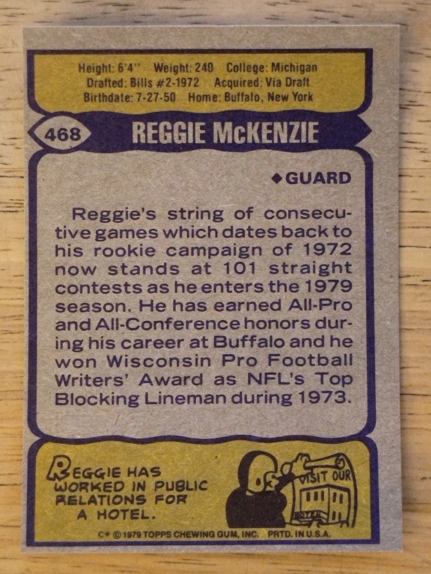 1979 Topps #468 Reggie McKenzie (EX)