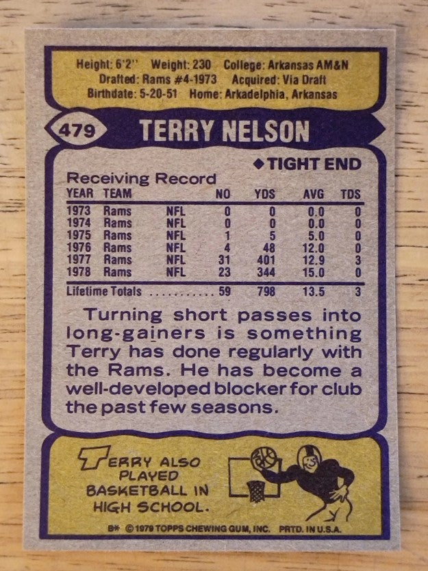 1979 Topps #479 Terry Nelson (NM)